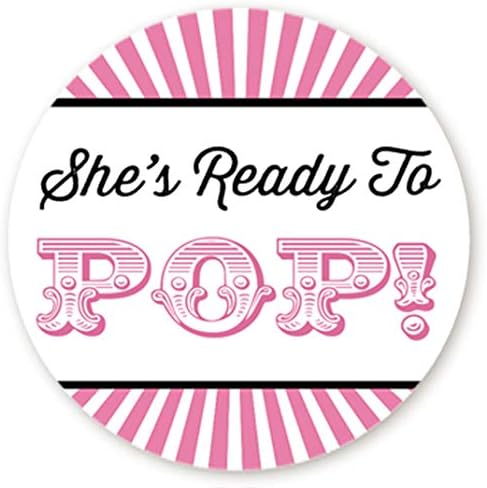 Pink Ready to Pop Baby Shower Stickers | 36 Matte Stickers | 2 Inches Round | Ready to Pop Baby Shower Labels...