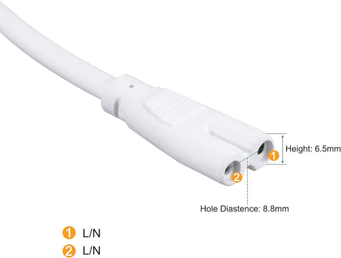 MECCANIXITY T5 T8 LED Tube Power Extension Cable with On/Off Switch, 2 Pin 3 Meter Length Wire White for LED Integrated Light Tube Fixture...