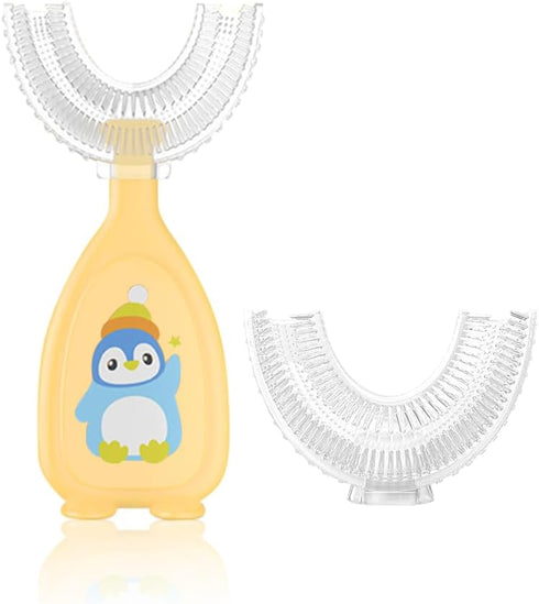 Kids U Shaped Toothbrush Cute Silicone Manual U Shaped Toothbrush Kids 360°Oral Teeth Cleaning Three Sided Toothbrush for Kids Toothbrushes U Shap...