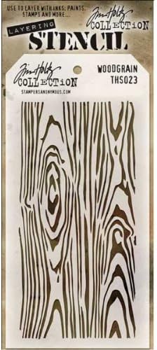Stampers Anonymous Tim Holtz Layered Stencil, 4.125-Inch by 8.5-Inch, Woodgrain...