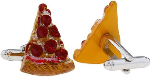 Pizza Slice Pair Cufflinks in a Presentation Gift Box & Polishing Cloth...