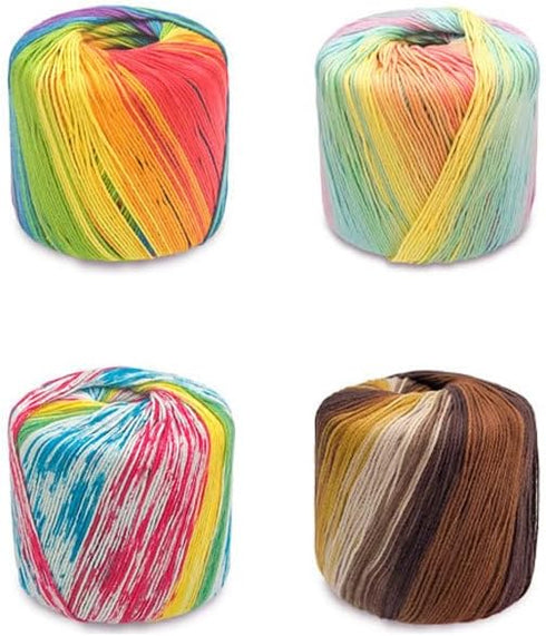 Crochet Yarn: 133M Light Rainbow Cotton Yarn for Crocheting - Soft, Multi-Color Thread for DIY Hand Knitting Scarves, Hats, Shawls, Sweaters, Blan...