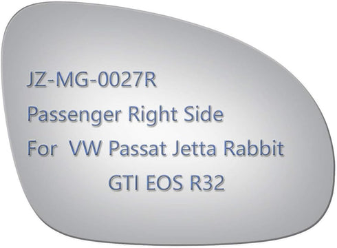 Side Mirror Glass fit for Volkswagen VW Passat Jetta Rabbit GTI Eos R32, Passenger Right Side RH Replacement Rearview Convex Glass, Non Heated Inc...