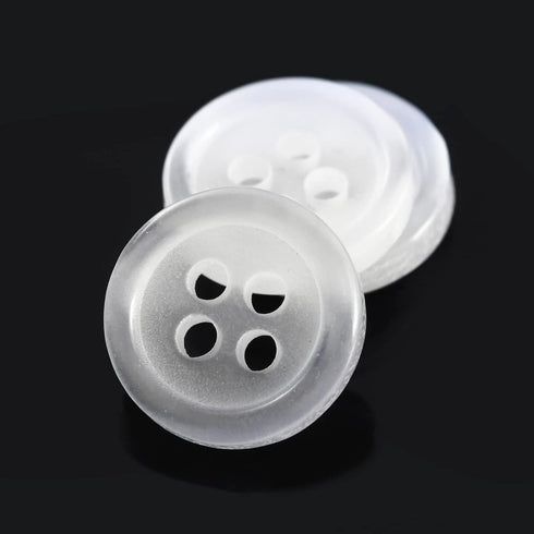 dophee 100pcs Plastic White Buttons for Crafts, 4 Holes Round Clear Sewing Buttons for Clothing Shirt Jeans Clothes DIY and Holiday Decoration - 1...