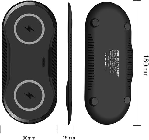 2 * 15W Dual Wireless Charger for Multiple Devices, 30W Fast Wireless Charging Pad/Mat for Apple iPhone, for AirPods, for Samsung Phone, for Googl...