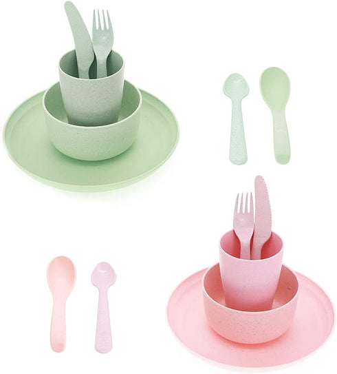 14Pcs Dinnerware Sets, Lightweight Healthy Plates, Soup Spoon, Bowls, Cups and Cutlery Sets- Dishwasher & Microwave Safe (Set for 2)...
