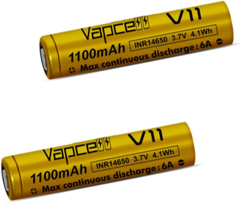3.7V V11 14650 1100mah 6A Flat top Rechargeable Batteries (Pack of 2)...