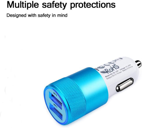 Car Charger, Sicodo 3.4A 2 Pack USB Smart Port Charger Compatible with iPhone 16 15 14 13 12 11 SE X 8 7 Pro, Pro Max, Plus, Samsung Galaxy S24 S2...