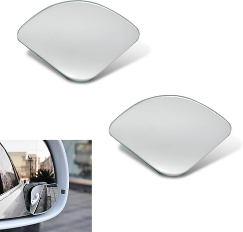 2 PCS Car Side Rearview Mirrors, Frame-less Blind Spot Mirror, Adjustable Wide Angle Mirrors, Self-adhesive Fan Shaped Decoration, Universal for M...
