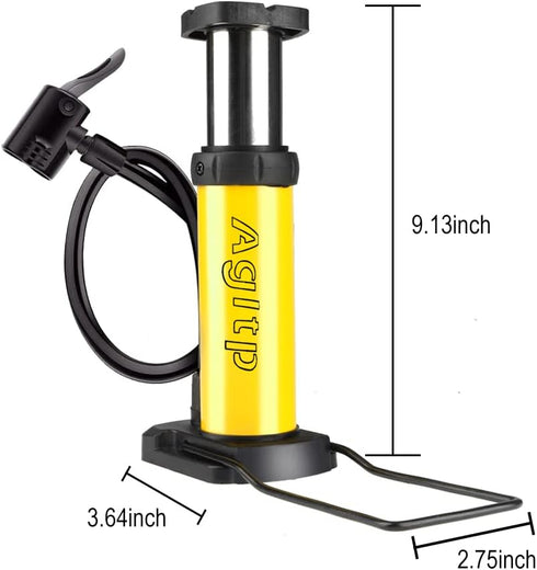 Bike Pump, Mini Bike Floor Pump Compact Mini Portable Bicycle Foot Pump Compatible with Presta and Schrader Valve Portable Bicycle Pump,Aluminum A...