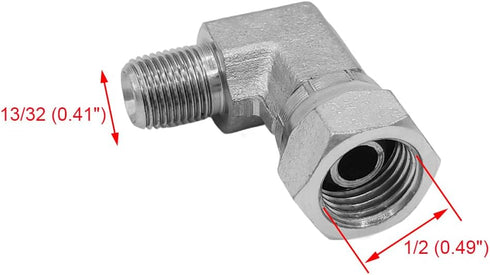 (2-PACK) 1501-02-04 Hydraulic Hose Adapter Fitting 1/8" Male (1/8"-27NPTF) × 1/4" Female (1/4"-18NPSM) Swivel 90° Elbow SAE Pipe Joints Tube Conne...
