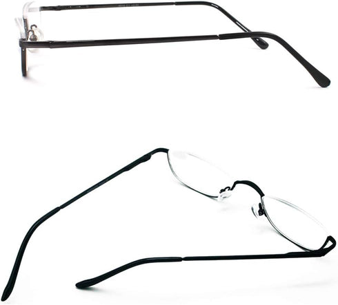Half Frame Reading Glasses, Half Metal Moon Readers for Women Men 2 Pairs 1.00...
