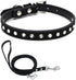 Rhinestone Dog Collar and Leash Set,Cute Dazzling Sparkling Fun Soft Suede Leather Cat Collars Crystal Diamond Pet for XXS XS Small Medium Puppy K...