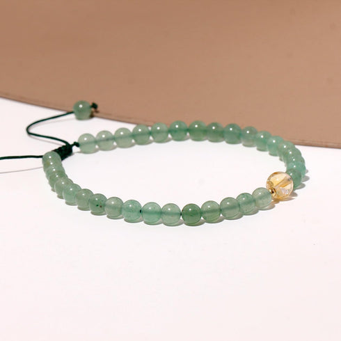 Green Aventurine/Citrine Beaded Anklet Bringing Good Luck and Wealth Handmade Ankle Bracelets for Women Adjustable (8.5-10in)...