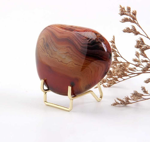 Teensery 2 Pcs Metal Wire Display Stand Mineral Crystal Display Easel Holder for Fossils, Rocks, Agate, Geode, Strange Stones, Plates (Gold)...