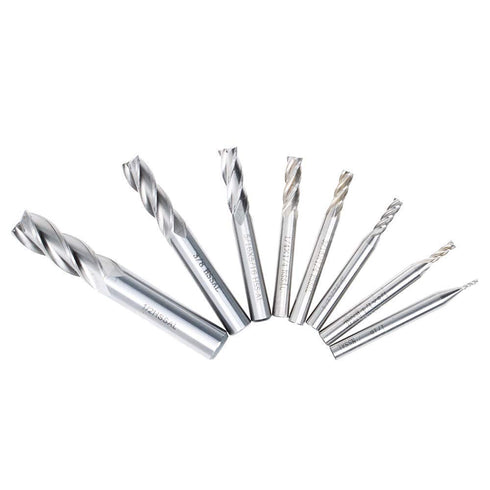 AUTOTOOLHOME 1/8" 3/16" 1/4" 5/16" 3/8" 1/2" high Speed Steel HSS 4 Flute Straight End Mill Cutter 5/32" 1/16" Set of 8...