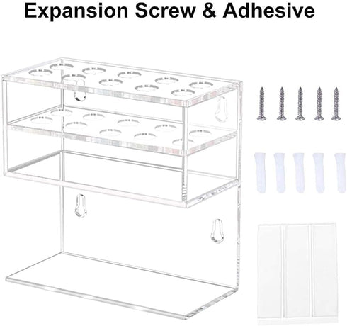 HIIMIEI Dry Erase Marker Holder for Whiteboard, Wall Mounted 2-Tier 10-Slot Clear Acrylic Marker Organizer Stand for School Office Home...