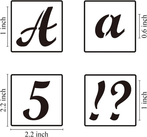 1 Inch Alphabet Letter Stencils for Painting - 70 Pack Letters and Numbers Stencil Templates with Signs for Painting on Wood, Reusable Letter and ...