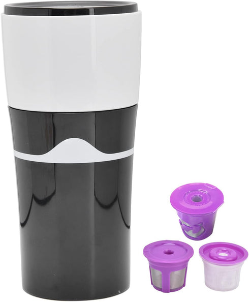 Zerodis Portable Drip Coffee Maker, 450ML Travelling Drip Coffee Machine Office Camping Hot and Cold Brew Coffee Makers for K Cup Capsules(Black a...