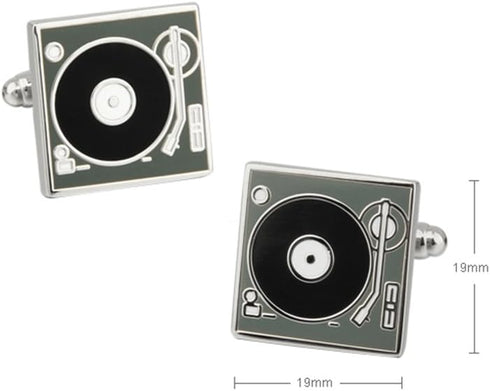 Dj Stereo Vinyl Retro Lp Record Player Deck Cufflinks...