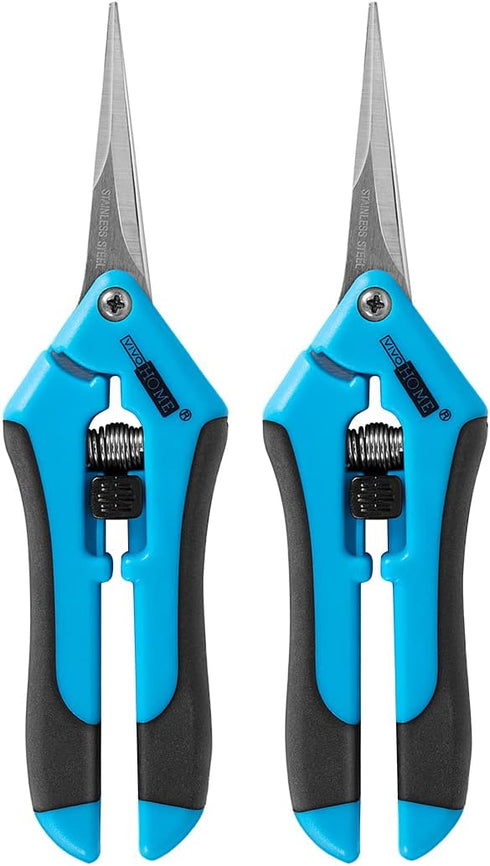 VIVOHOME Gardening Hand Pruner with Straight Stainless Steel Blades Non-stick Pruning Shear Bonsai Cutter Blue for Potting (Pack of 2)...