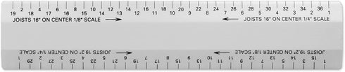 Alumicolor Architect 6 inch Bevel Ruler w/Joist/Truss Scale for Drawing, Drafting & Engineering, Calibrations Divided by (3/32, 3/16), (1/8, 1/4),...