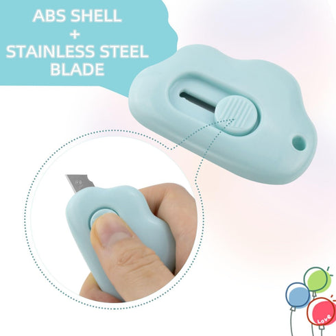 6 Pack Mini Cloud Box Cutter Retractable Letter Opener Paper Cutting Utility Knife Portable Envelope Slitter Cute Cloud Shaped Art Crafts DIY Kniv...