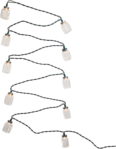 Kurt Adler UL 10-Light Clear Mason Jar Light Set...