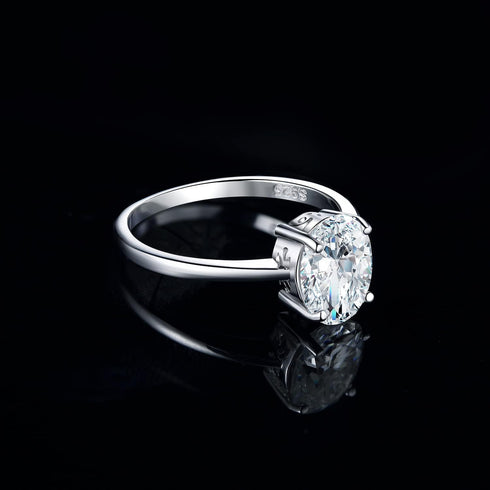 JewelryPalace Oval Cut 2ct Cubic Zirconia Engagement Rings for Women, 14K White Gold Plated 925 Sterling Silver Promise Ring for Her, Simulated Di...