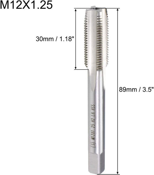 uxcell Metric Machine Tap Left Hand M12 Thread 1.25 Pitch H2 4 Flutes High Speed Steel Screw Thread Taps Tapping Tool...