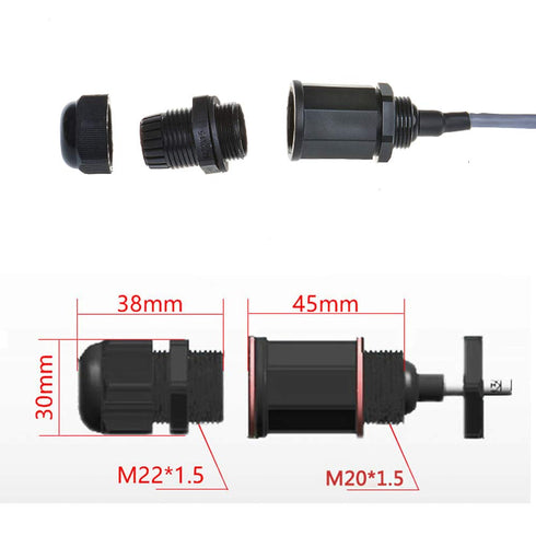 5PCS M20 RJ45 Waterproof Cat5 8P8C Connector IP67 Ethernet LAN Cable Connector Double Head with Cat5 Network Cable Outdoor LAN Coupler Adapter Mal...