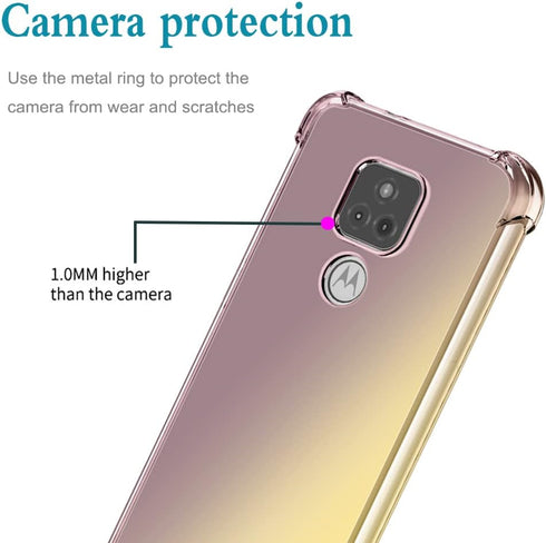 for Moto G Play 2021/Motorola G Play 2021 Case with Tempered Glass Screen Protector, Clear Gradient Slim TPU Back Phone Protective Cover for Motor...