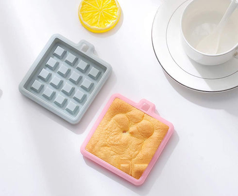 2-Pack Silicone Waffle Mold, Muffin Pans Molds, Waffle Maker Baking Tray Mold Bakeware for Waffle Cake Chocolate Craft Candy Soap Baking, Blue&Pin...