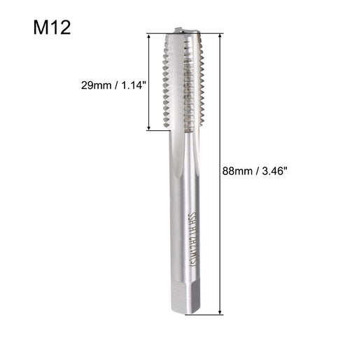 uxcell Metric Machine Tap Left Hand M12 Thread 1.75 Pitch H2 4 Flutes High Speed Steel Screw Thread Taps Tapping Tool...