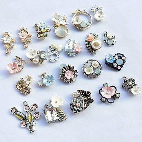 Chenkou Craft Random 20pcs Wholesale Lots Mix Alloy Resin Rhinestone Flowers Pendants Charms Beads Bracelet Necklace Jewelry Findings...