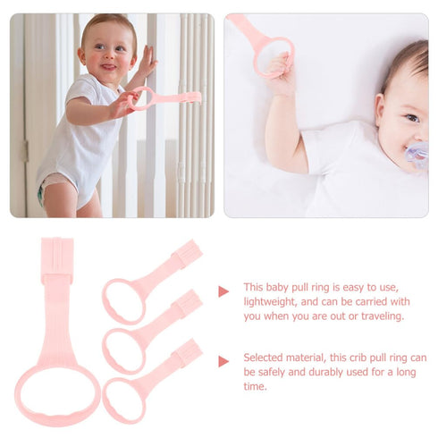 SAFIGLE Cribs 4pcs Baby Pull up Rings Baby Standing Walker Crib Tool Ring Baby Playpen Crib Hook Help Baby Stand Up Walking Training Tool for Newb...