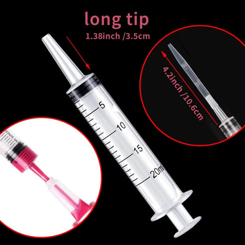 4 Pack 20mL Syringes for Lip Gloss Making Supplies Liquid TKP Lipgloss Base Flavoring Oil Oral Medicine Injection Feeding- with Tip Cap and Pipett...