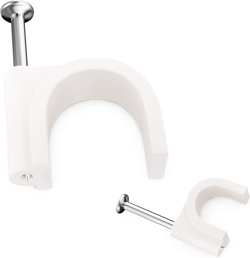 PHYXOLOGY SUPPLY Pro-Grade, Cable Clips with Steel Nails 4mm, 14mm Wire Holders and Tacks 100 Per Size. Durable, UV Resistant Plastic Clips Help O...