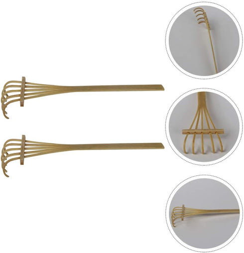 EXCEART 2pcs Five-Tooth Bamboo Sand Rake Mini Bonsai Accessories rake for Zen Garden Office Desk Accessories Zen Garden Accessory Sandbox for Mini...