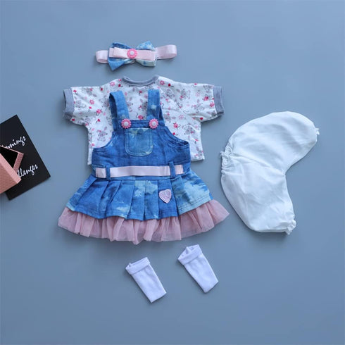 Reborn Baby Doll Clothes for 17-22 Inch Newborn Baby Doll Girl, Baby Doll Clothes Outfit Accessories fit 17-22 Inch Reborn Baby Doll Girl?Denim Sk...