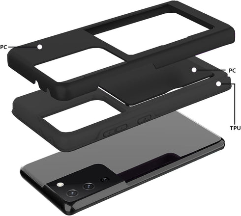 Asuwish Compatible with Samsung Galaxy S21 Plus Glaxay S21+ 5G Case and Tempered Glass Screen Protector Cover Credit Card Holder Kickstand Phone C...