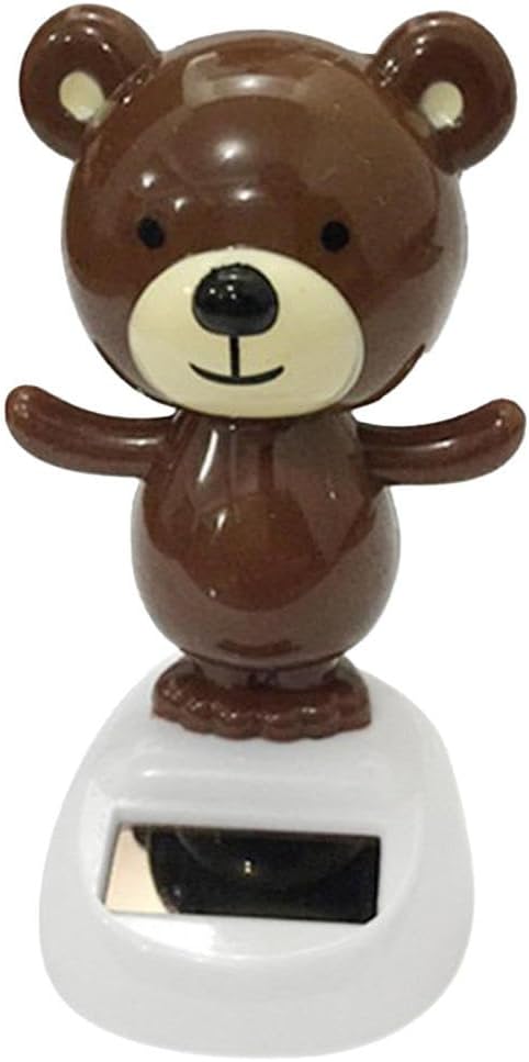 1Pc Brown Solar Dancing Bear Toy Solar Powered Dancing Figurine Car Dashboard Decor, Bobbling Head Bear Toys Shaking Head Dolls Solar Power Kits L...