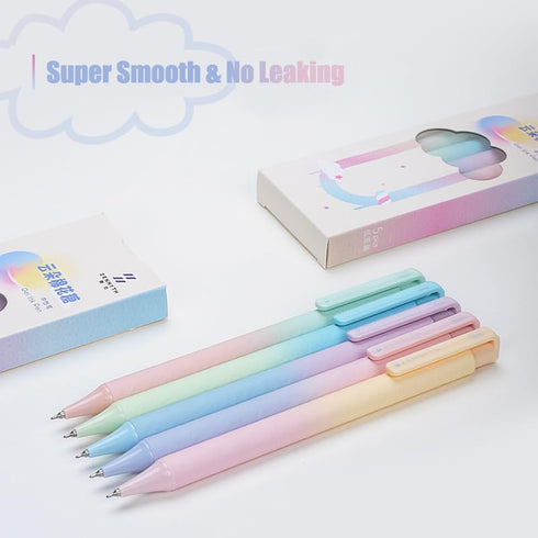 Gel Pens, 5Pcs Pens 0.5mm Fine Point Smooth Writing Pen, Quick Dry Black Ink Pens for Journaling Note Taking, Cute Office School Supplies Gifts fo...