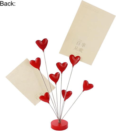 8-Branch Family Tree Picture Frame Holder, Card Photo Clips Holder Desk Stand for Memo Paper Note Photo Christmas Wedding Card Display (Red Heart)...