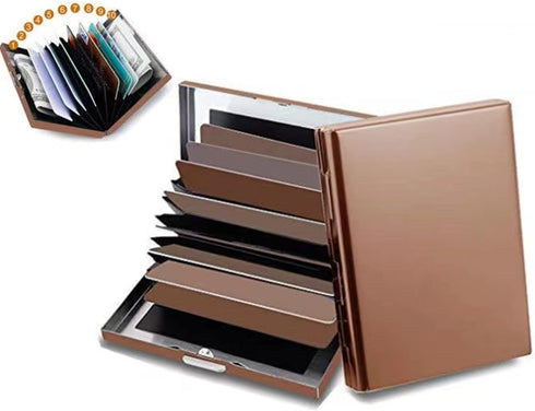RFID BlockingStainless Steel Credit Card Holder, Men Women Metal Slim Wallet For Driver's License, ID Cards, Credit Cards, Or Business Cards (Rose...
