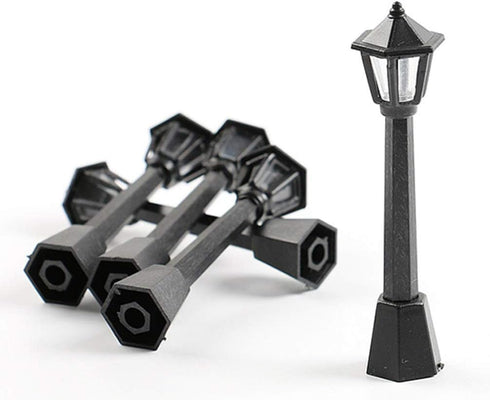 SEWACC 3pcs Mini Street Light Models Miniature Street Lamp Models Decorative Pathway Lantern Post for Miniature Doll House Micro Landscape Lamppos...