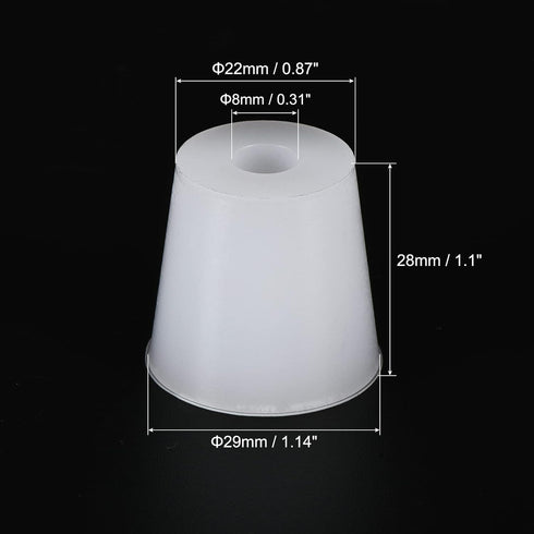 MECCANIXITY Silicone Rubber Tapered Plug 22mm to 29mm with Hole White for Powder Coating, Painting, Anodizing, Plating, Sandblasting, Laboratory U...