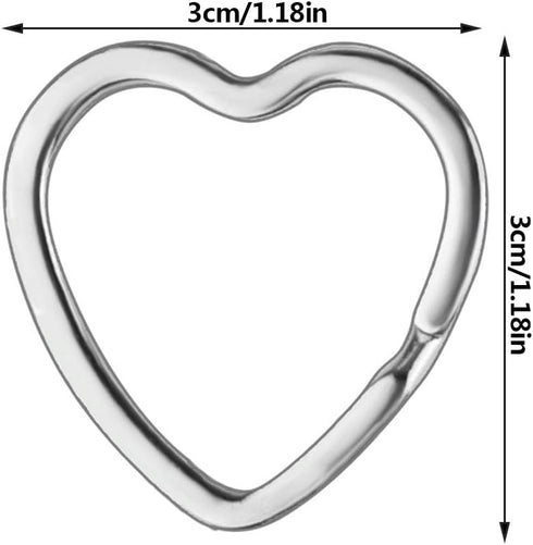 50 PCS Heart Shape Keyring Metal Silver Split Key Rings Heart Keychain Craft for DIY Home Car Keys Valentine's Day Mother's Day...
