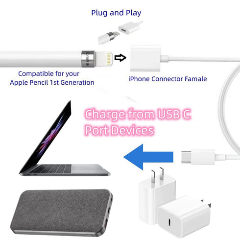 for Apple Pencil Charger,USB C to Apple Pencil Adapter 1FT, 30 Mins Full Charge for Apple Pen First Gen Charging Cable Compatible with Apple Penci...