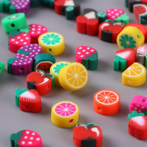 100pcs Mixed Fruit Polymer Clay Spacer Beads for Women Jewelry Making DIY Bracelet Necklace Hair Clip Accessories (Fruit)...